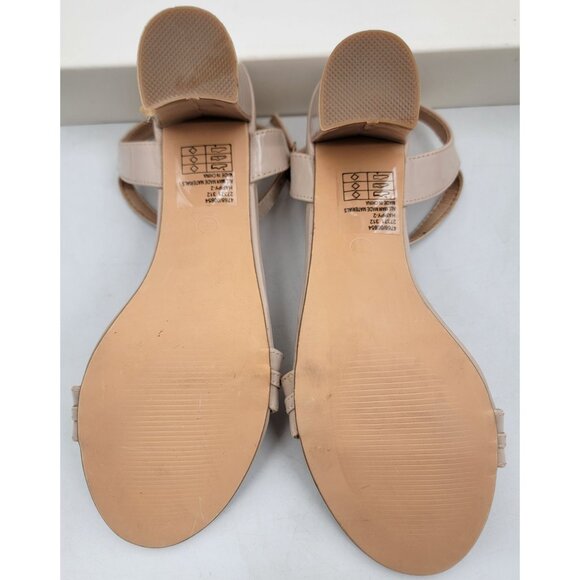 Pierre Dumas Womens Nude Patent Leather Heeled Sandals Gold Chain Accent Sze 8.5 - Picture 4 of 7